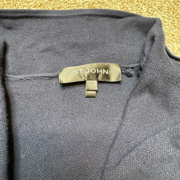 St. John Viscose Blend Navy & White Open Cardigan Size XL - Picture 2 of 4